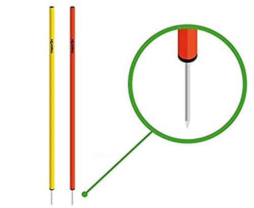 Pack 1-6 - 12-18 - 24 Pz Palo Paletto Slalom Macron Allenamento con Puntale Pole Spike h 170 cm Calcio (Yellow Fluo, Pack 6 Pezzi)