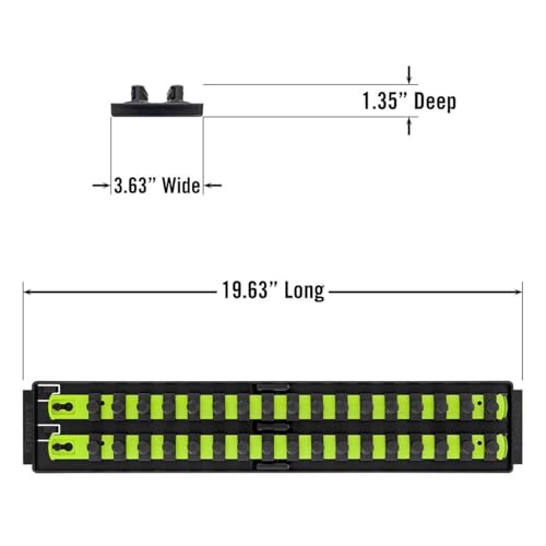 Image of Ernst Manufacturing 8463HV Socket Boss, Premium 2-Rail, 1 /2-Inch-Drive Socket Organizer, 18-Inch, High-Visibility