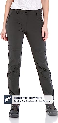 Schöffel Damen Pants Ascona Zip Off, leichte und komfortable Damen Hose mit optimaler Passform, flexible Outdoor Hose für Frauen, asphalt, 38