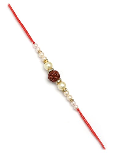 Image of Karatcart Rakhi for Brother Gold-Plated Kundan Rakhi Set of 2 with Roli Chawal