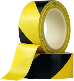 MEENAMART.COM 48mm x 25 m Tear Resistant Adhesive Caution Yellow and Black Striped Barrocade Floor and Safety Marking Tape for Stairs,Steps(Pack of 1)