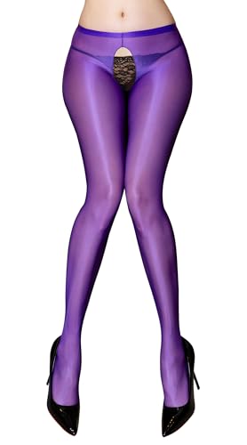 Image of Women Oil Shiny Stockings Pantyhose Shimmer Tights for Women Bright Shaping Tight Ultra Shiny Sheer