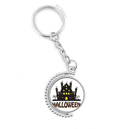 Llavero rotatorio para mochilas con castillo de Halloween brillante y cadena resistente
