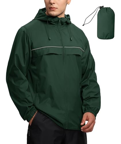 Swisswell Mens Waterproof Windbreaker Rain Jacket Lightweight Packable Raincoat With Hood For Golf Hiking Travel Dark Green Xl