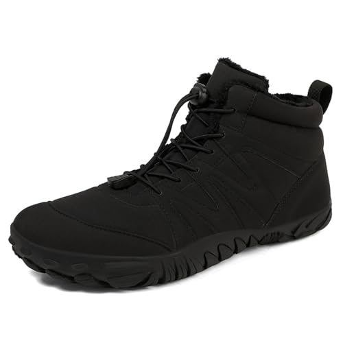 Image of Men's and Women's Barefoot Hiking Boots | Zero Drop Winter Snow Boots with Wide Toe Box | Slip-On Waterproof Ankle Booties | Minimalist Five-Finger Sneakers for Outdoor Hiking and Walking