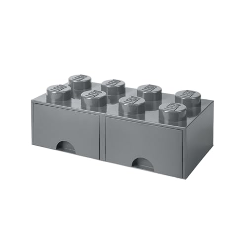 Room Copenhagen brique LEGO 8 boutons, 2 tiroirs, boîte de rangement empilable, 9.4 l, Gris Foncé, 40061754, one size