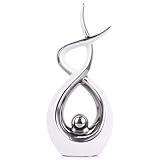 PlivBloom Silvery Modern Sculpture Table Decorations, Ceramic Knick Knacks Statues for Living Room Decor, Tv Stand and Desk Decor, Suitable for Coffee Tables and Shelf Decorations, Great Gift Idea