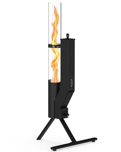 onlyfire Brasero Extérieur à Pellets avec Réservoir de Combustible Visible, Chauffage de Terrasse, Torche à Granulés de Jardin, Foyer Extérieur Design,...