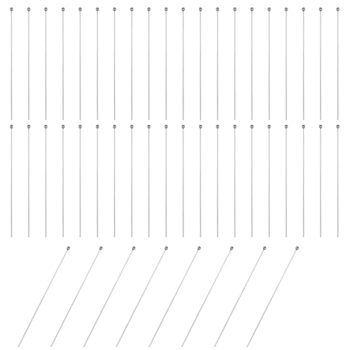 200pcs 60mm/2.36 Inch Stainless Steel Ball Head Pins Silver Jewelry Making Pins Bendable Headpin for Earring Pendant Bracelet Necklace Jewelry DIY Craft