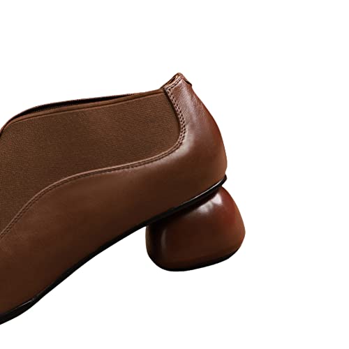 TinaCus Pointed Toe Genuine Leather & Elastic Fabric Handmade Cone Heels Women's Casual Pumps Shoes3