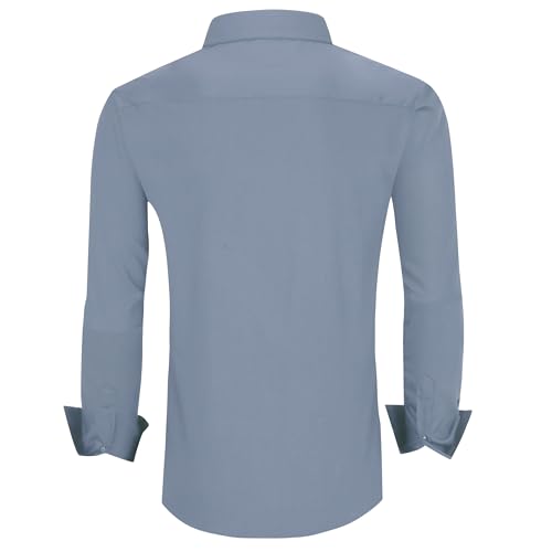 Alex Vando Mens Bamboo Dress Shirts Wrinkle Free Regular Fit Stretch Button Down Shirt