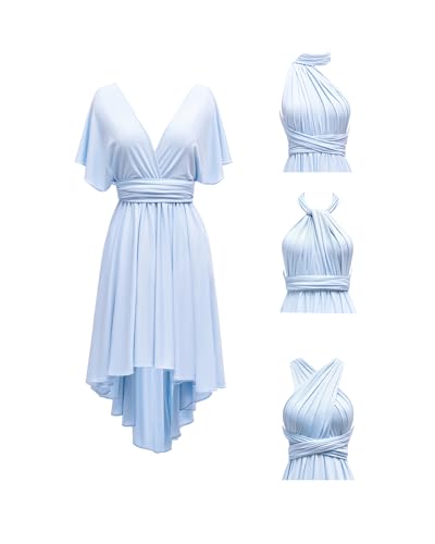 Image of Women's Short Convertible Dress with Bandeau High Low Infinity Bridesmaid Dresses Multi-Way Transformer Formal Dress