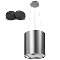 SNDOAS Dunstabzug, Insel Dunstabzugshaube Umluft 700 m³/h mit Aktivkohlefilter, 35cm, 3 Stufen, 5 Minuten Nachlauf, LED-Licht für Moderne Inselhauben, Edelstahl