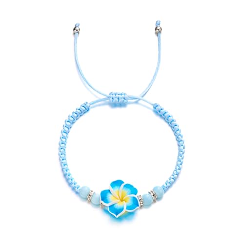 LXJLXD Pulsera ajustable con dije de flores coloridas, joyería de arcilla suave, accesorios elegantes para fiestas tejidas para mujer, One Size, como se describe