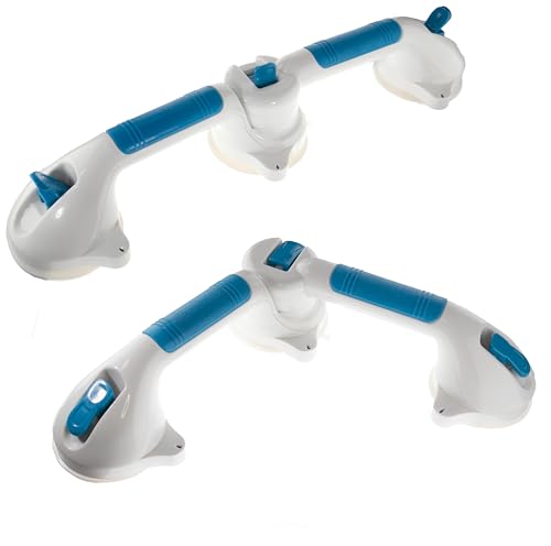 Suction Cup Grab Bar Handle - Multi-Positional 180° 3 Swiveling Suction Cups 19.5