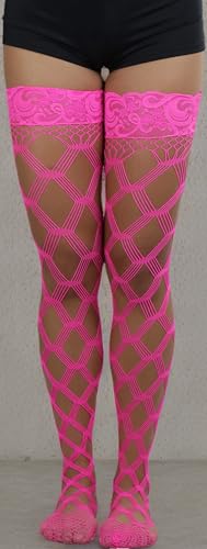 Image of ToBeInStyle Women's Multi-Strand Large Diamond Fence Net Thigh High Stockings