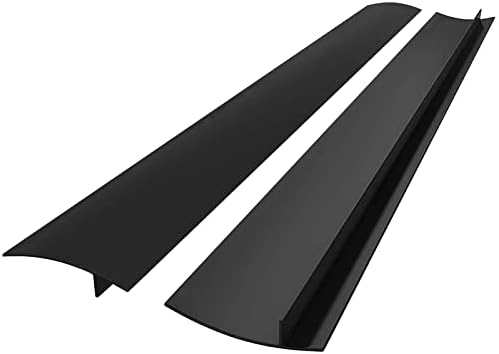 Forlivese Kitchen Silicone Stove Cover, Easy Clean Heat Resistant Wide & Long Gap Filler, Seals Spills Between Counter, Stovetop, Oven, Washer & Dryer, Set of 2 (21 Inches, Black）