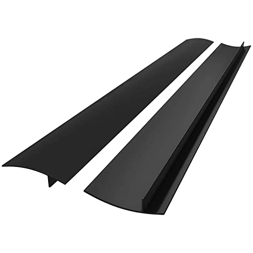 Forlivese Kitchen Silicone Stove Cover, Easy Clean Heat Resistant Wide & Long Gap Filler, Seals Spills Between Counter, Stovetop, Oven, Washer & Dryer, Set of 2 (21 Inches, Black）