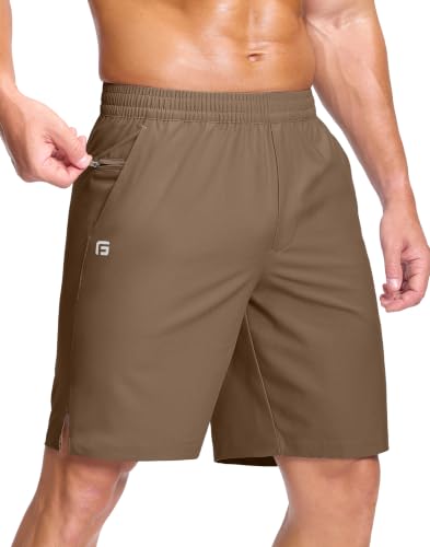 Image of GGJ Men's Lightweight Athletic Shorts with 2 Zipper Pockets 7 inch /9 inch /5 inch Gym Workout Running Quick Dry Tennis Shorts for Men