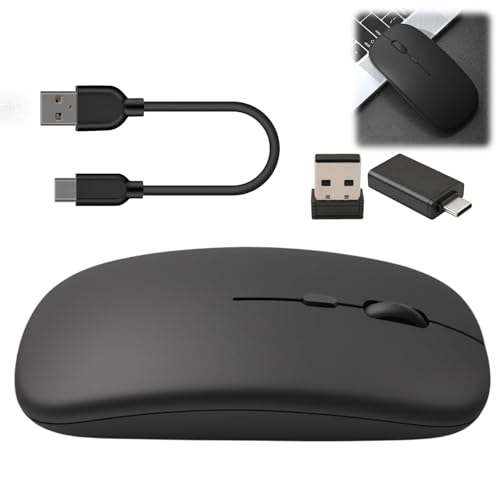 Paicreate Mouse for Wireless USB C Mouse Wireless Bluetooth 5.1 Dual Mode Magic Mouse Alternative Compatible with MacBook Pro/Air/iPad/Laptop/PC Wireless Bluetooth Mouse with USB C Adapter,Christmas