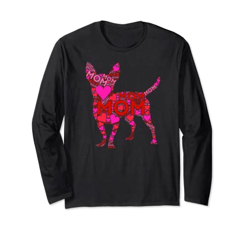 Pink Red Heart Love Mom - Chihuahua dog Mama Mother's Day Long Sleeve T-Shirt