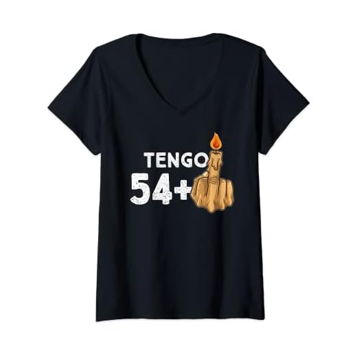 Mujer 54+1 Dedo Medio Vela De Cumpleaños Para El 55º Cumpleaños Camiseta Cuello V