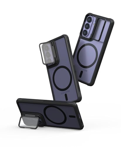 Image of Pirum Back Cover for Samsung Galaxy S26 Plus Magnetic Wireless Charging with Lens Cover Kickstand - Black