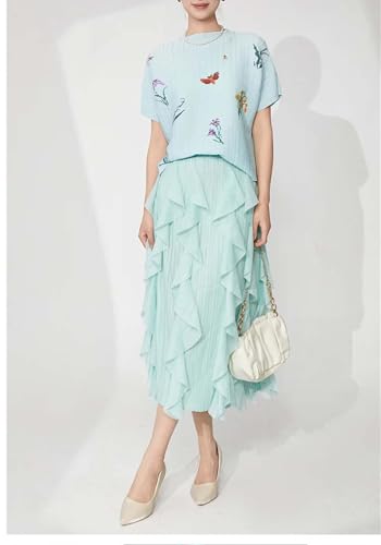 Women's Weekend Midi Skirt Party Irregular Patchwork Tulle Ruffles Design A-Line Long Skirts3