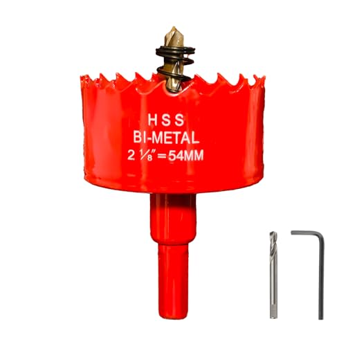 Orialvenka Hole Saw 2-1/8 Inch(54mm) for Wood Plastic Board Ceiling Drywall and Metal Sheet - HSS Bi-Metal Hole Cutter with Pilot Drill Bit