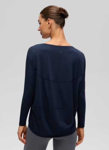 Image of CRZ YOGA Long Sleeve Workout Shirts for Women Loose Fit-Pima Cotton Yoga Shirts Casual Fall Tops Shirts