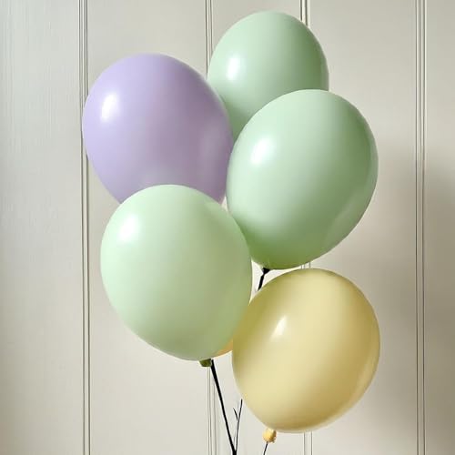 Image of Regular Balloon Combo For Decoration with Glue Dots & Balloon Arch Strip - Party Decor Set For Easy Party Setup (PURPLE GREEN YELLOW, 100)