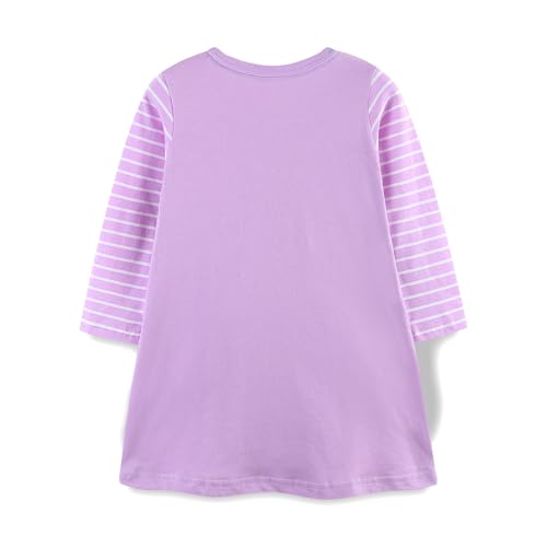 FreeLu Girls' Cotton Casual Longsleeve Party Dresses Special Occasion Cartoon Print Dress 2-7Y2