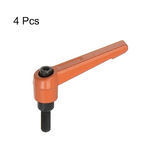 QUARKZMAN 4 Stück Klemmhebel Griff M6 x 16mm Außengewinde Schrauben Spritzbeschichter Kohlenstoffstahl Verstellbare Handgriffe Spannhebel Befestigung für Werkzeugmaschinen Geräte, Orange
