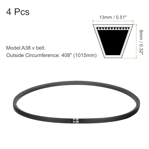 uxcell 4pcs A38 or 4L400 Classic Wrapped Rubber V-Belt, 38"(965mm) Inside Circumference, A Profile V Belt