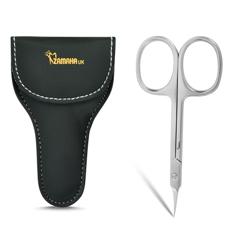 ZAMAHA UK Professional Nail Scissors Stainless Steel Curved Blade Sharp Cuticle Trimming with Ergonomic Finger Holes Multi-Purpose Sharp Manicure for Men & Women (Curved Arrow Point Scissor)