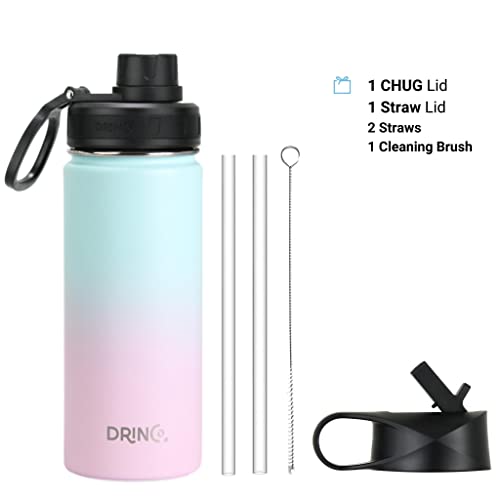 Image of Drinco Stainless Steel Water Bottle Spout Lid Vacuum Insulated Double Wall Water Bottle Wide Mouth Leak Proof Keep Cold Sport Camping Hiking (18oz Macaron)