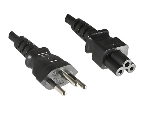 DINIC Stromkabel, Netzkabel für die Schweiz auf C5 Kleeblatt-Stecker, SEV (1,80m 1 Stück, schwarz)
