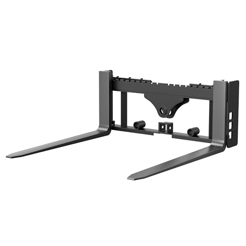 2500 LBS Skid Steer Pallet Fork Frame Attachment, 42 in Fork Blades and 45 in Pallet Fork Frame Compatible with Kubota Bobcat Loaders Tractors, Quick