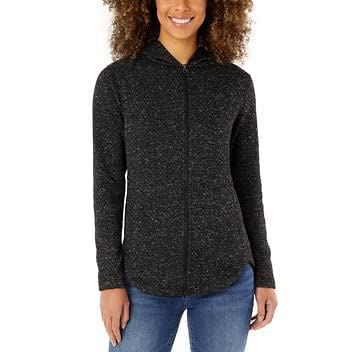 Eddie Bauer Ladies' Full Zip Hooded Jacket (X-Large, Black Heather)