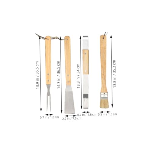 Set de herramientas para parrilla 10 pcs acero inoxidable mango madera miniatura 2
