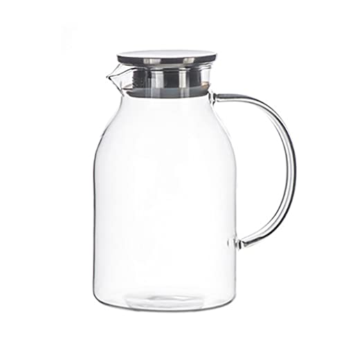 ガラスのティーポット コーヒーポット ポカロティー 耐熱ガラス ティーポット 透明ティーポット 直火電気ケトル対応 ホウケイ酸ガラス ピッチャー ステンレス茶こし一体型蓋 竹製蓋 スタイリッシュ 大容量 冷蔵庫ケトル家庭用店 (2000mlスチールカバー)