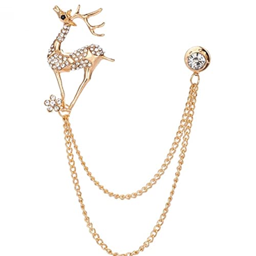 Gland Broche Wapiti Animal Chaîne Broche Fauve Broche Sika Cerf Épinglette Chemise Costume Col Badge Broches pour Hommes Bijoux Cover