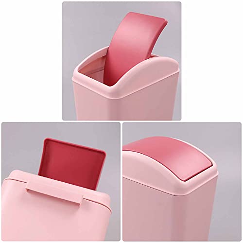Caneca de basura plástica 16 L con tapa basculante rosa miniatura 2