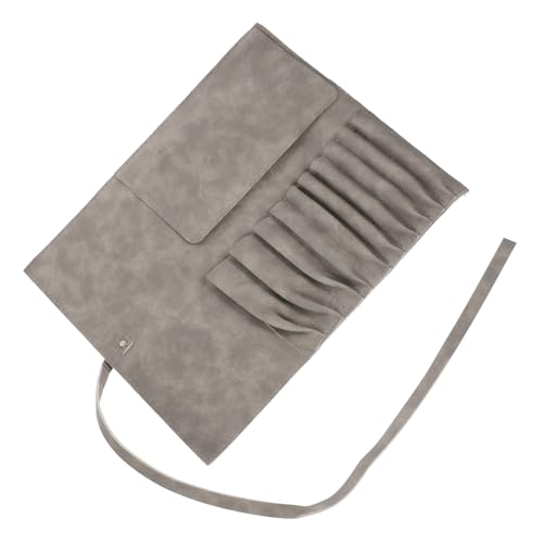 GALPADA Borsa Per Posate Da Esterno Utensili Da Viaggio in Pelle Grigia 10 Scomparti Compatta Protezione Coltelli Forchette Per Campeggio Picnic e Viaggio