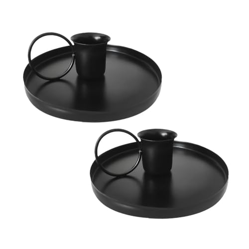 DUINIU 2 Piezas De Candelabros De Hierro Forjado Negro, Decoración En Estilo Retro, Artículos De Interior, Adecuados para Mesas De Comedor Y Creación De Ambiente.