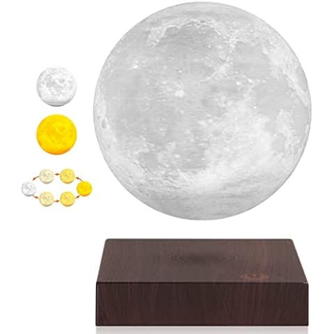 Floating Moon Lamp, Spinning 3D Moon LED Light Magnetic Levitating Moon Lamps Globe with 3 Colors Modes Night Lights Unique Gifts for Thanksgiving Christmas, Room Office Decor Cover