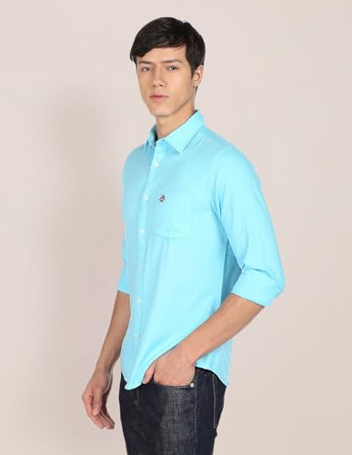 Image of U.S. Polo ASSN. Men's Solid Spread Collar Premium Cotton Dobby Tailored Fit Shirt