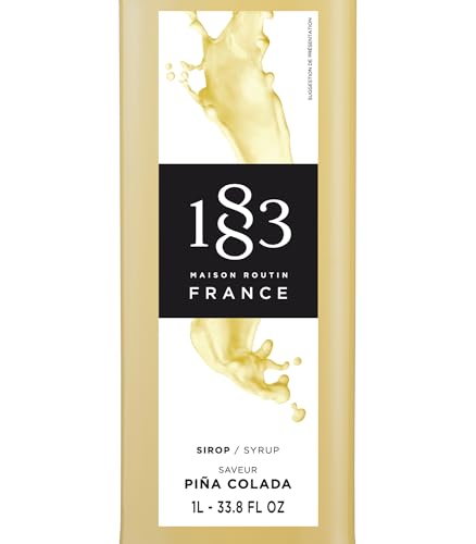 Image of 1883 Pina Colada Syrup for Drinks, Made in France, 1 Liter Glass Bottle