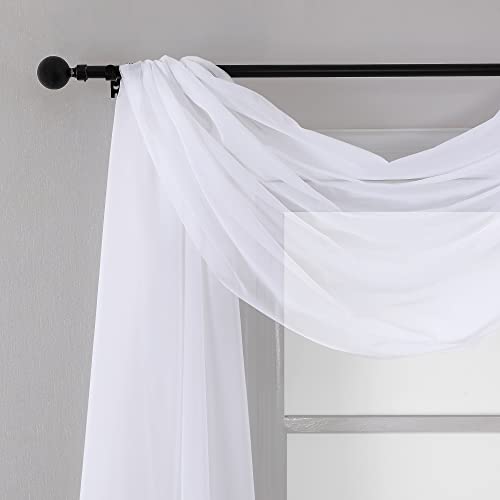 Image of Chyhomenyc Extra Long White Sheer Curtains 144 inch 2 Panels, Translucent Backdrop Window Scarf Drapes for Canopy Bed /Wedding /Living Room /Anniversary, 12FT Length, Each 59Wx144L in, 2PCS