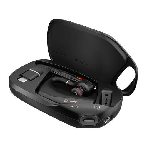 POLY Voyager Legend 50-M UC, Auricular Bluetooth con cancelación de Ruido por IA, diseño ergonómico, Control por Voz, autonomía 10 Horas, Caja de Carga, Negro